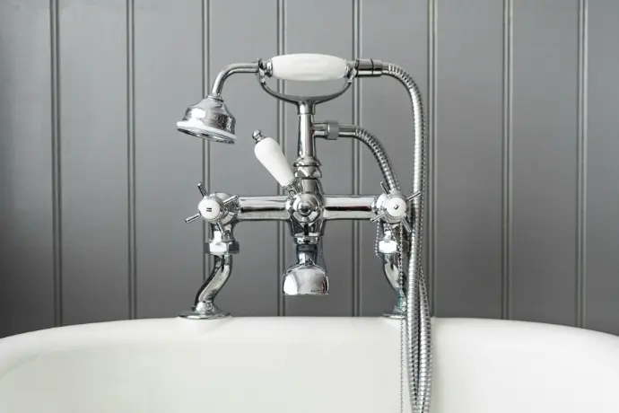 gray stainless steel bathtub faucet